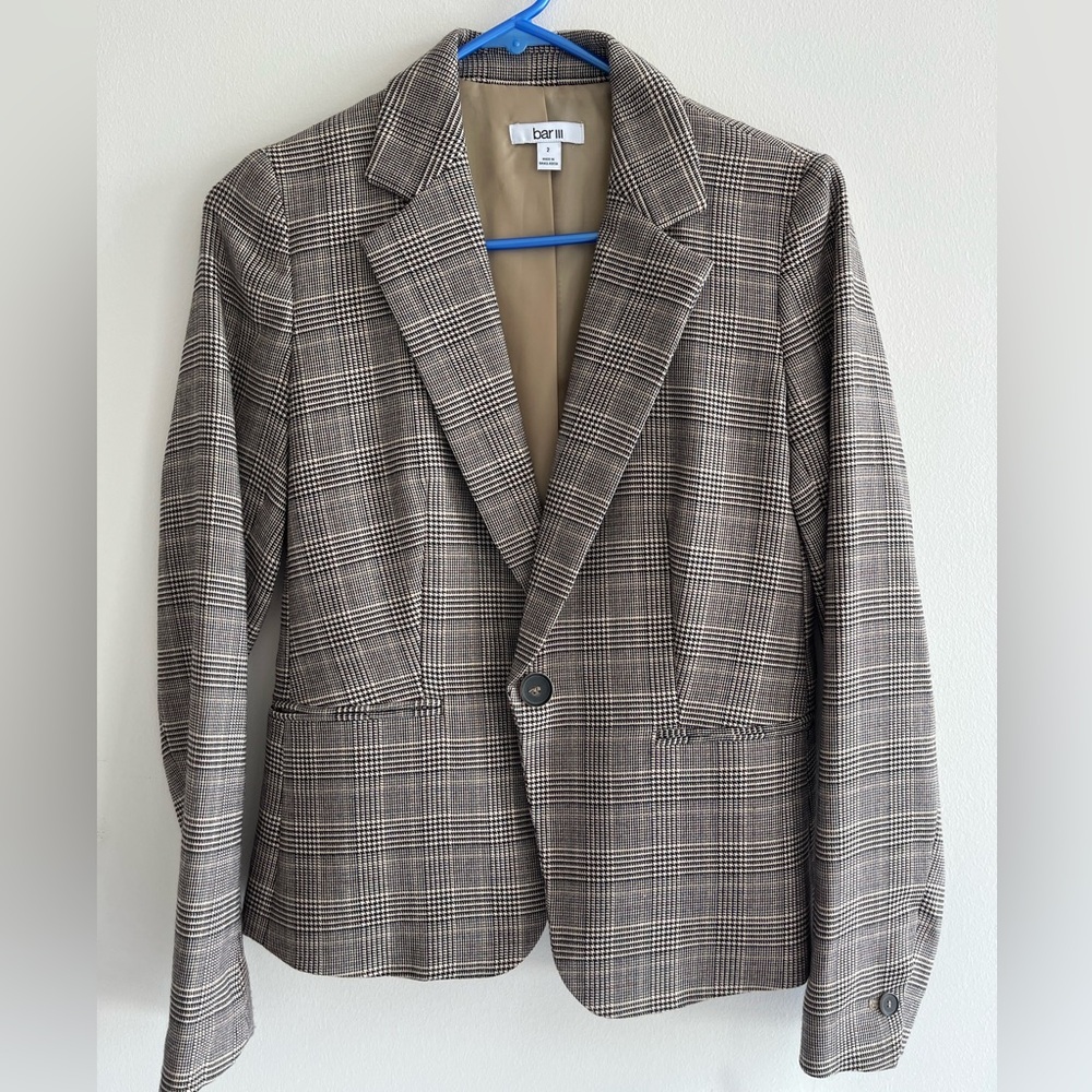 NWT Bar III Womens Suit Jacket Plaid Size 2
